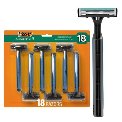 BIC Sensitive 2 Disposable Razors for Men 18 Count Shaving Razors for Sensiti...