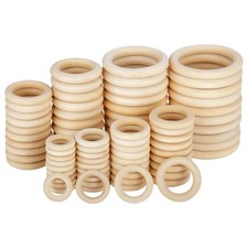 80Pcs Unfinished Natural Wooden Rings for DIY Crafts Pendant Connectors Macrame