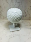 Vintage Milk Glass Diamond Hobnail Pedestal Vase Ivy Ball Vase