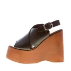 JEFFREY CAMPBELL women shoes Black leather Fiddle wedge platform sandal 13 cm