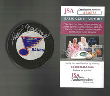 Red Berenson Signed St Louis Blues Trench Game Puck JSA COA