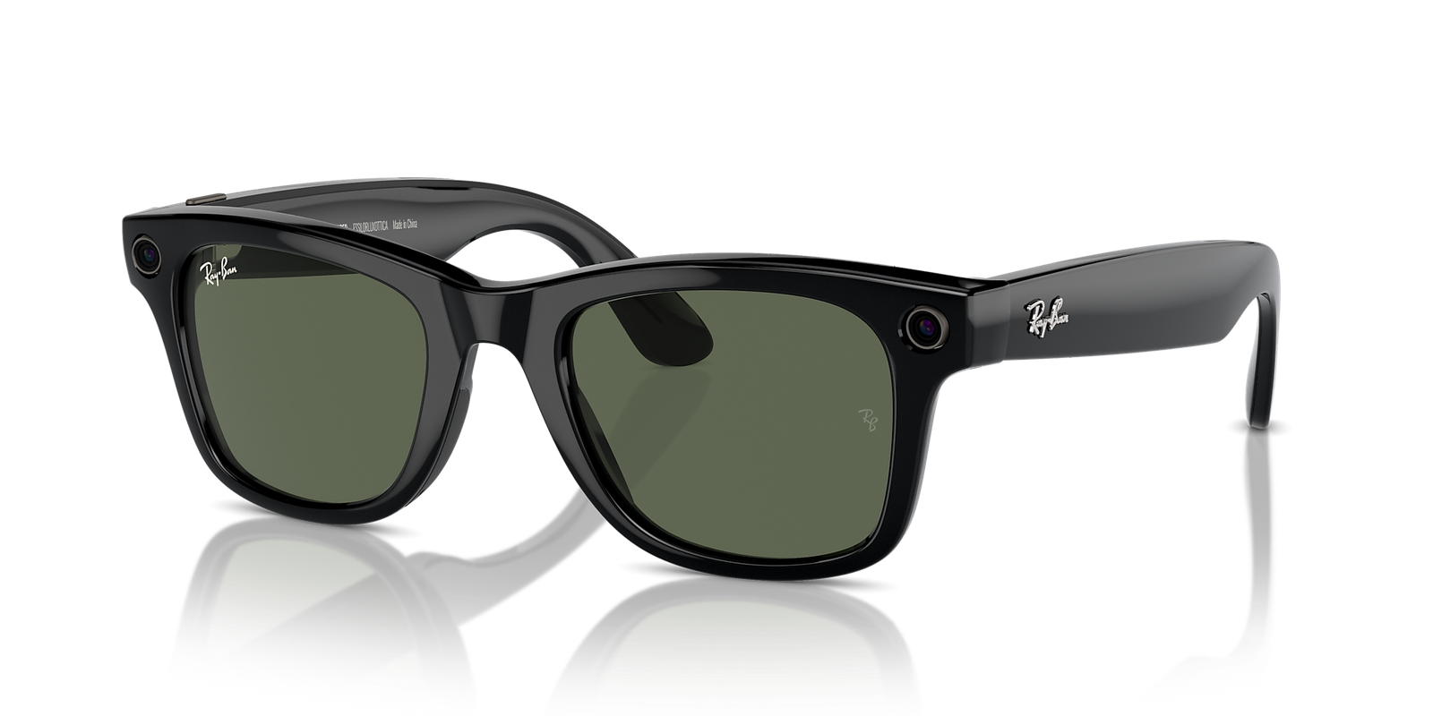 RAY BAN META WAYFARER GEN 1 SMART AI GLASSES SHINY BLACK W/ G15 GREEN LENSES S50 - Image 3