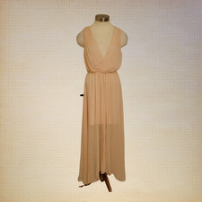 Formal Chiffon Deep V-Neck Maxi Dress Keepsake XS Blush Sleeveless Flowy