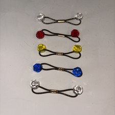 Vintage Ponytail Holders Twin Knocker Ball Lot of 5 Hair Ties Clear Blue Red