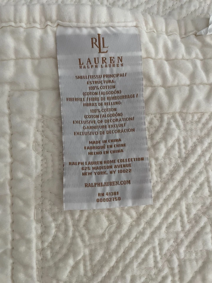 Ralph Lauren Crema Bordado Edredón Cobertor Completo/Reina 88" x 84" Foto 4 de 4