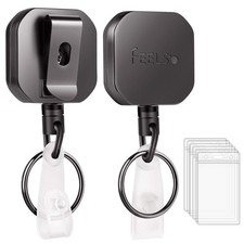 FEELSO Badge Holder Reel Retractable, Metal Heavy Duty Square, Black