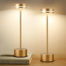 2 Pack Cordless Table Lamp Rechargeable, 3 Way Dimmable Touch Lamp & Rose Gold