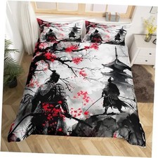 Japanese Samurai Bedding Set Size Kids Japanese Ukiyoe King Black White Red
