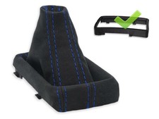 SCHALTMANSCHETTE FUR AUDI A6 C6 DSG SCHALTSACK ALCANTARA NAHT BLAU RAHMEN