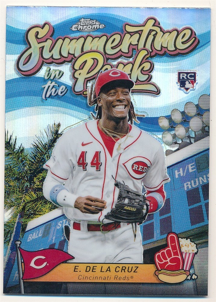 ELLY DE LA CRUZ 2024 TOPPS CHROME RC SUMMERTIME IN THE PARK REFRACTOR REDS MINT
