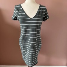 Women's Grey-green/Striped Short jersey dress
