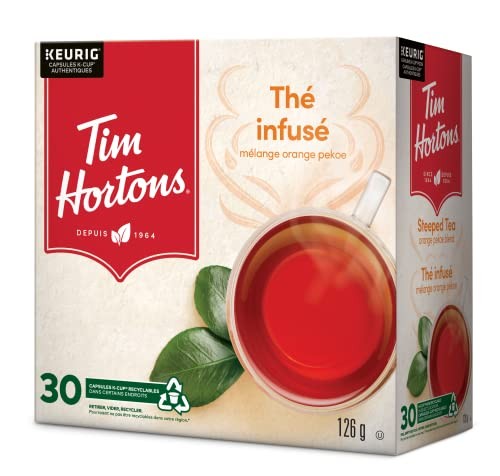 Tim Hortons 30 Count Steeped Tea K Cup Pods Orange Pekoe Black Tea Pods