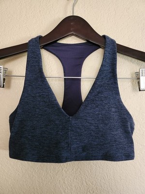 ALO Yoga Alosoft Base Bra Racerback Blue V Neck Light-Medium
