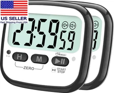 2-Pack Magnetic Kitchen Timers for Cooking, Digital Stop Watch Countdown Timer f