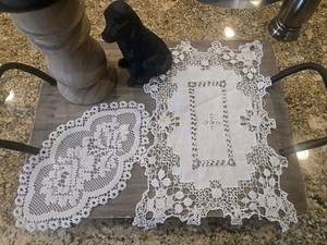 Set of Two Vintage Doilies 11.5" By 7.5" and 9" By 5" Very Nice Table Decor!