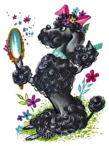 50's Vintage Poodle Checks Mirror Reproduction Vintage Cotton Quilt Block
