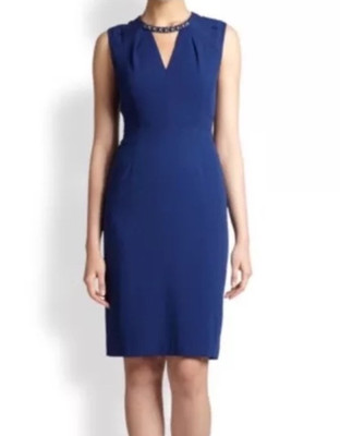 BCBG Y2K  Dress Sleeveless Back Zip Lined Women s 4 Blue