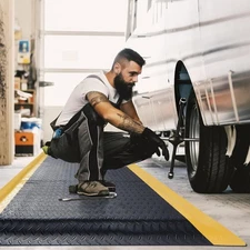 tonchean 3 x 7 FT Anti Fatigue Mats, Extra Thick 15/16" Black+yellow 