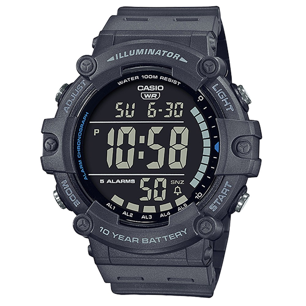 Mens Wristwatch CASIO AE-1500WH-8BVEF Silicone Gray Chrono Timer Alarm Digital