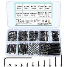 750 Pcs M2 Screws Bolts and Nuts Assortment Kit Small Hex Socket Head Cap Screws