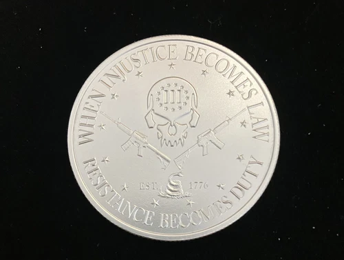 When Injustice Becomes Law Punisher 1oz .999 Fine Silver Round BU Intaglio