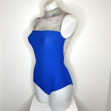 Eleve Dancewear Leotard Womens Small Blue Mesh Open Back