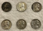 Lot of 6 ~ 1939-1964 Washington Quarters ~  90% Silver