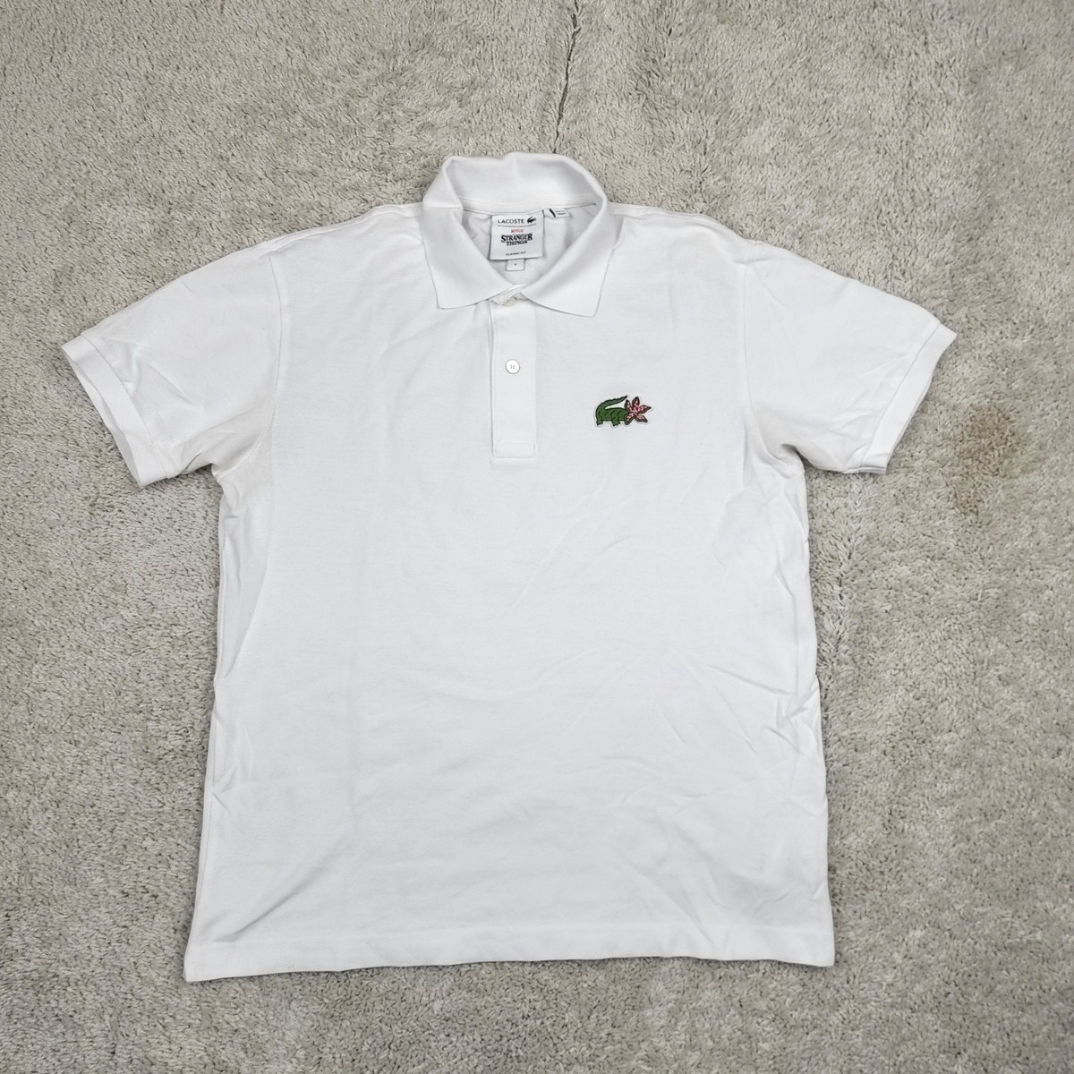 Lacoste X Stranger Things Netflix Series White Polo Demogorgon