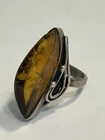 Vintage 925 Baltic Amber Sterling Silver Ring Size 8.5
