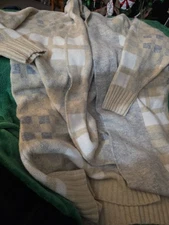 NWT A New Day Check Coatigan Cream Gray Plaid Open Front Cardigan Sweater 2X