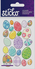 Easter Eggs Bunny Decorated Dyed Egg Hunt Basket Sticko Epoxy Stickers