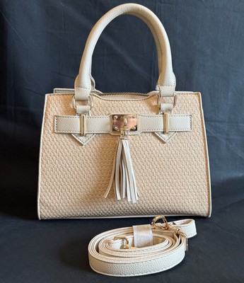 La Terre Beige Vegan Leather Crossbody Handbag Purse Detachable Strap NWT