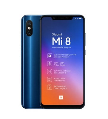 Xiaomi Mi 8 128GB Blau Dual SIM 6GB RAM 6,21'' AMOLED Smartphone