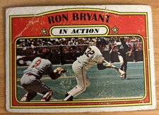 1972 Topps Ron Bryant In Action Baseball Card #186 Giants Low-Grade Poor Creased