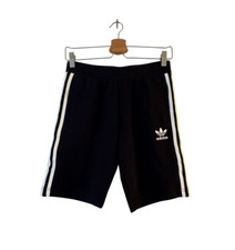 Adidas Boys Shorts Size M 10-12 Youth Black White 3-Stripe Activewear H32342