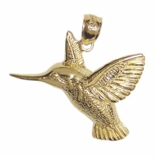 New 14k Yellow Gold Hummingbird Pendant