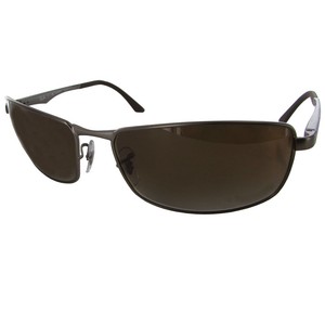 Ray-Ban-Mens-RB3498-Polarized-Rectangular-Metal-Sunglasses-Gunmetal-Brown