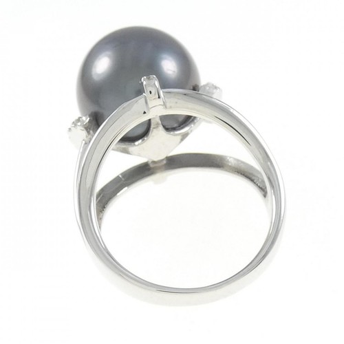 Authentic K18WG Black Pearl Ring 13.4mm #270-003-965-1157 - 第 3/4 張圖片