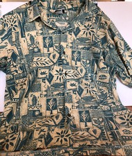 Hilo Hattie Hawaiian SHIRT XL Blue Teal Coconut Buttons USA Made ๐ฅ๐ฅ๐ฅ