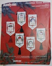 1988 Janlynn Christmas Cross Stitch Kit Santa Banner Ornaments  40-72 VTG OPEN