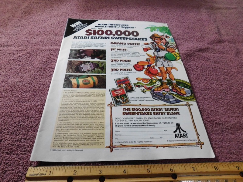 Vintage Video Game Ad 1983 Atari Jungle Hunt & Kangaroo Contest