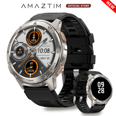 2024 AMAZTIM TANK T3 Smartwatch Herren 500mAh langer Akku 50M wasserdicht NEU