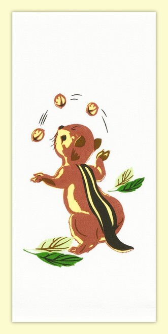 Red and White Kitchen Retro Chippy Chipmunk Flour Sack Towel