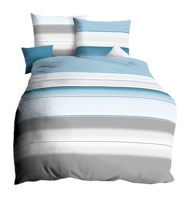 Kaeppel Linon Renforcé Bettwäsche 135x200cm 2 tlg. Dip Dye Blau Silber Grau