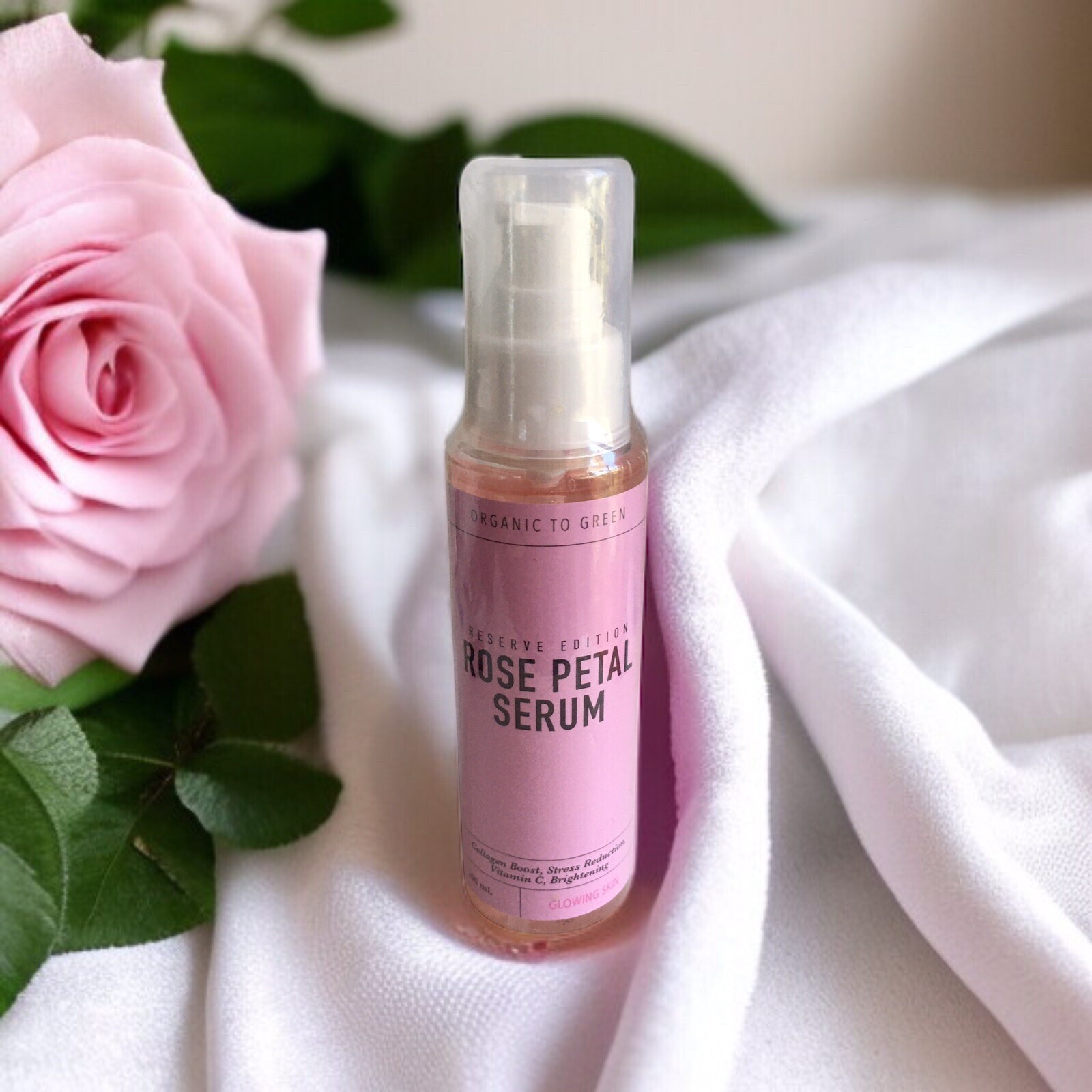Organic To Green - Reserve Edition ROSE PETAL SERUM FOR GLOWING SKIN, 100ml, NEW