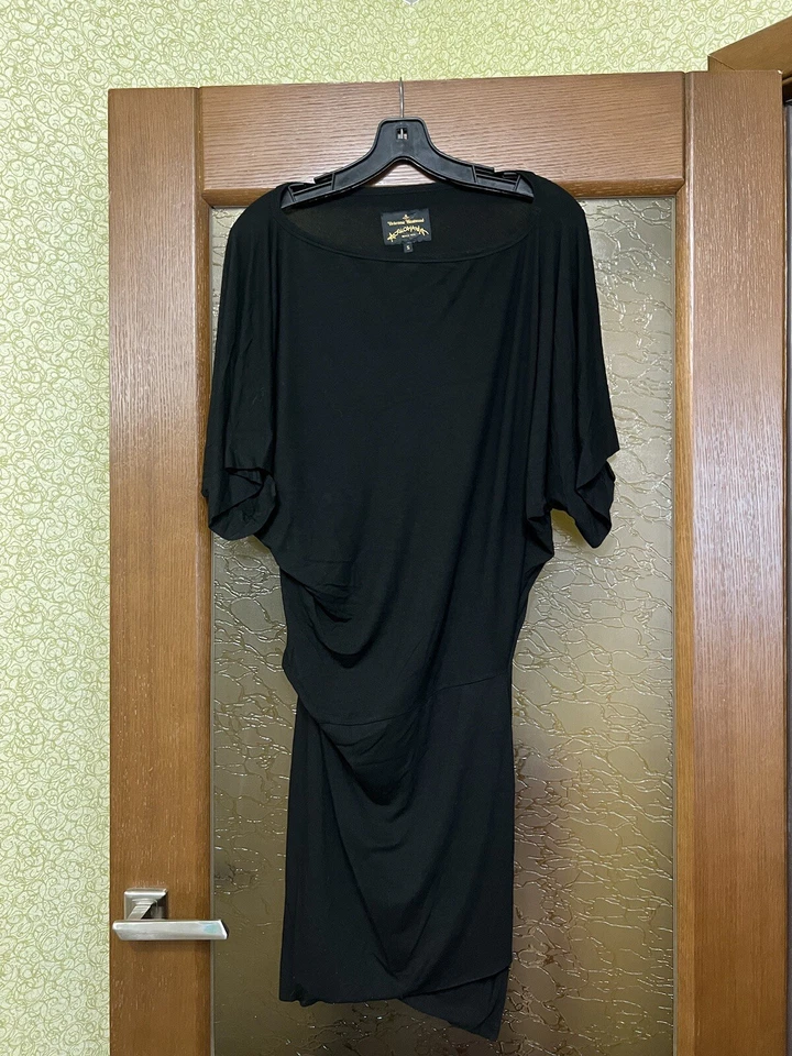 VESTIDO RARO ANGLOMANÍA VIVIENNE WESTWOOD MUJER NEGRO ASIMÉTRICO CUELLO BARCO TALLA S Foto 2 de 4