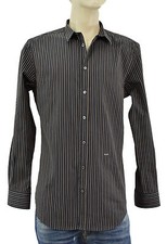 $250 DOLCE & GABBANA Black Striped Tailored D&G Casual Dress Cotton Men Shirt XL