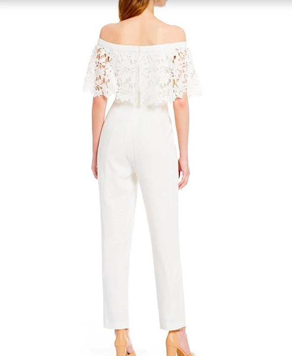 Eliza j one sales shoulder ruffle jumpsuit