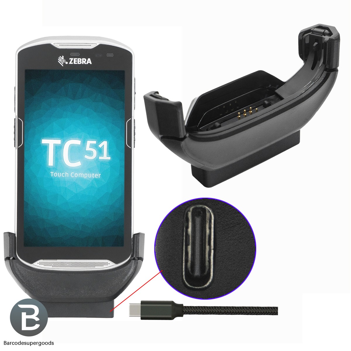 TYPE-C CLIP ON CHARGER for Zebra TC51 510K TC56 TC52 TC57 ADPTR