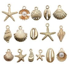 Starfish Shell Charms Light Gold Sea Life Pendants For Jewellery Earrings Making